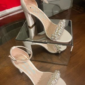 Kate Spade ankle strap heel with pearls